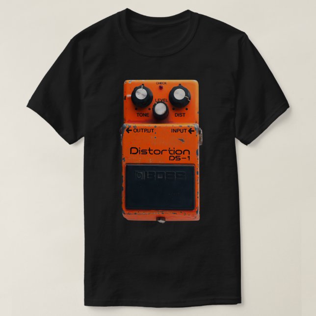 Camiseta Chefe de Distorção DS-1 Guitarra Pedal Clássica Vi (Frente do Design)