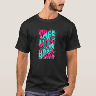Camiseta Chefe de Esposa Mãe Dia de as mães Rosa Azul Feliz