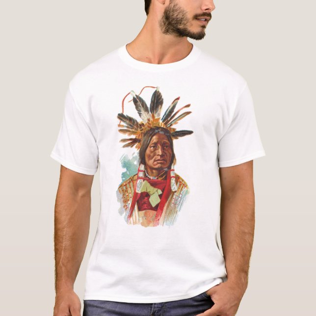 Camiseta Chefe de Sioux do Blackfoot: Muitos chifres (Frente)