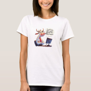 Camiseta Chefe de vaca engraçado com laptop