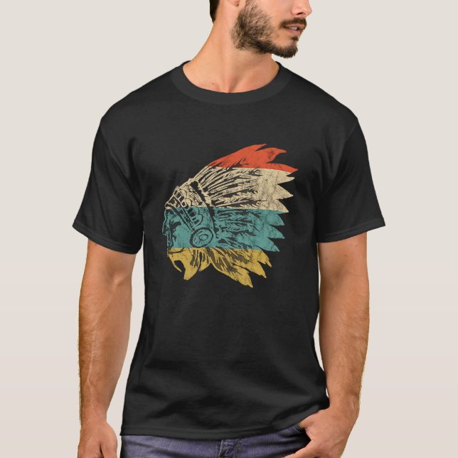Camiseta Chefe do Corpo Indiano Nativo Americano (Frente)
