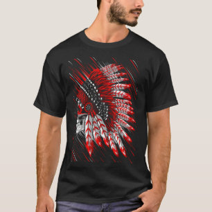 Camiseta Chefe do Crânio Indiano Nativo