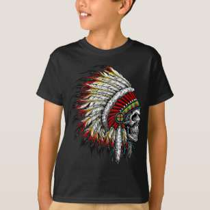 Camiseta Chefe do Crânio Indiano Nativo