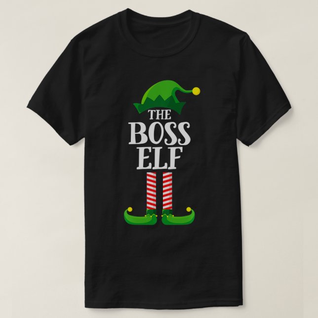 Camiseta Chefe Elf Matching Family Group Festa de Natal (Frente do Design)
