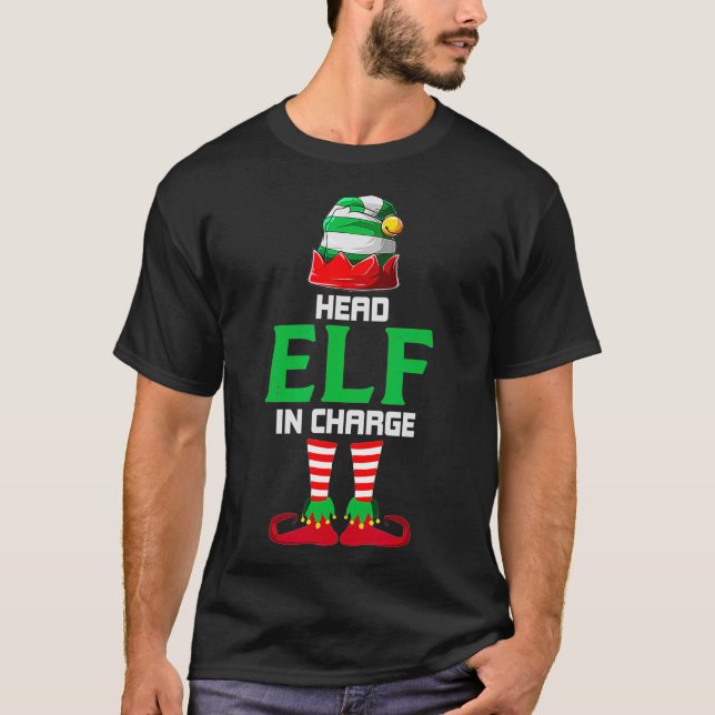 Camiseta Chefe Elf no Comando Festa de Natal Engraçado Paja (Frente)