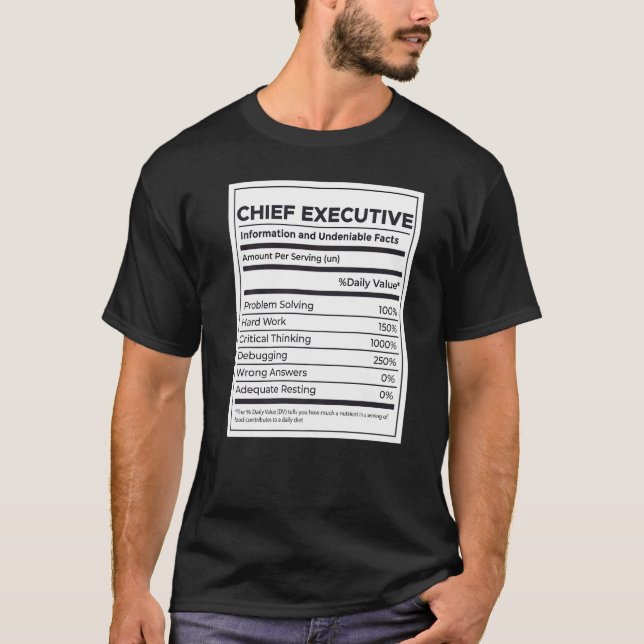 Camiseta Chefe Executivo de Informações Nutricionais (Frente)