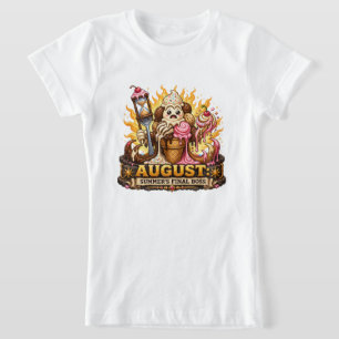 Camiseta Chefe Final de Verão de Agosto Pixel Art
