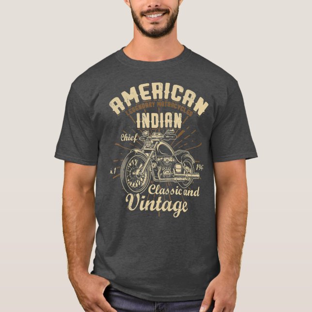Camiseta Chefe Indiano de Motociclos Legendários Americanos (Frente)