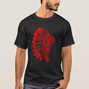 Camiseta Chefe Indiano Trim. de Pena Americana Nativa