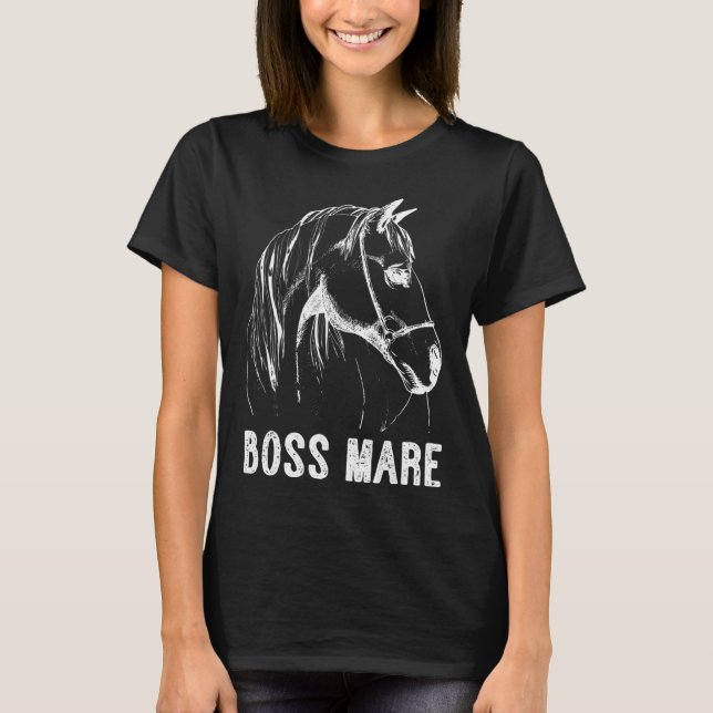 Camiseta Chefe Mare Horseback Cavalando Equestrianos Cavalo (Frente)
