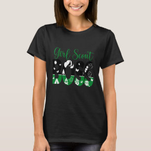 Camiseta Chefe Negro e Verde Escoteiro para Meninas Cookie 