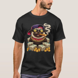 Camiseta Chefe Pug — Pug Luxuoso com Dinheiro e Charuto"
