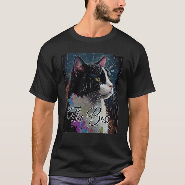 Camiseta Chefe Tuxedo Cat para o Pai da Mãe (Frente)