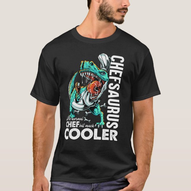 Camiseta Chefsaurus T Rex Dinossaur Chef Teto Cozinhar Engr (Frente)