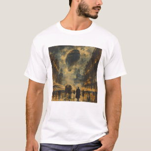 Camiseta Chegada à Noite - Cena da Rua Steampunk