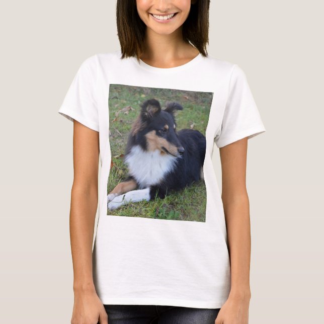 Camiseta cheio de assentamento de tom branco preto shp (Frente)