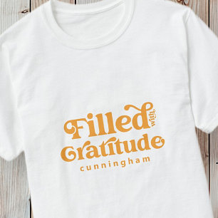Camiseta Cheio de Gratidão Vintage Família de Ação de G