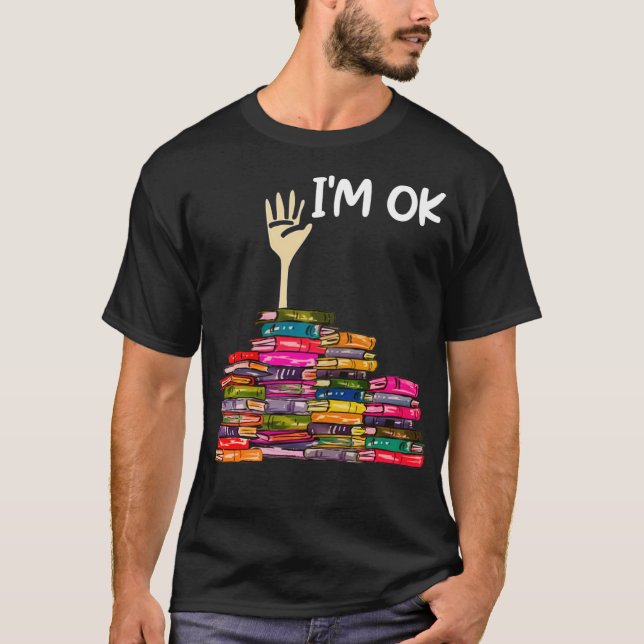 Camiseta Cheio de livros Estou bem (Frente)