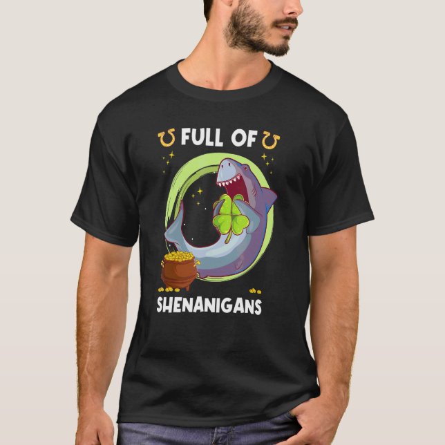 Camiseta Cheio De Tubarão Azul De Shenanigans Blue Shark Ru (Frente)