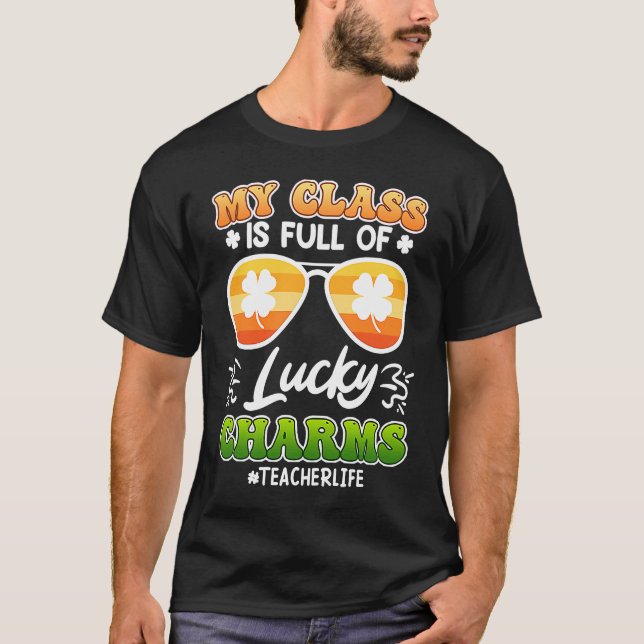 Camiseta Cheio de turma que diz professor de Charms Sortudo (Frente)