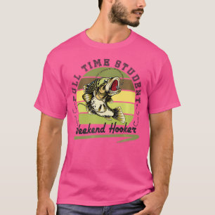 Camiseta Cheio Engraçado Estudante Fim de Semana de Pesca F
