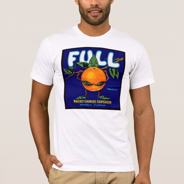 Camiseta Cheio - etiqueta alaranjada da caixa (Frente)