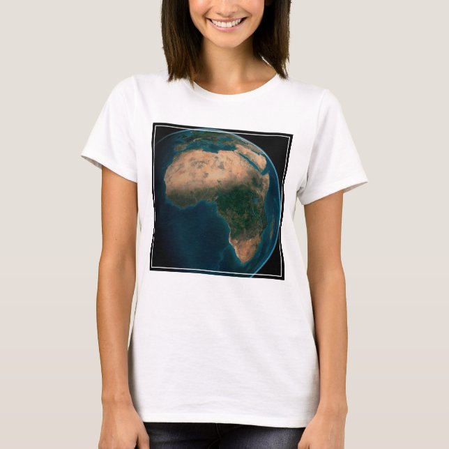 Camiseta Cheio Terra Do Espaço Acima Do Continente Africano (Frente)