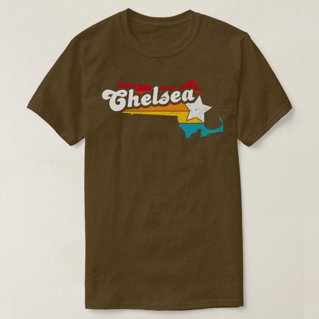 Camiseta Chelsea Massachusetts Vintage aflita Souvenir (Frente do Design)