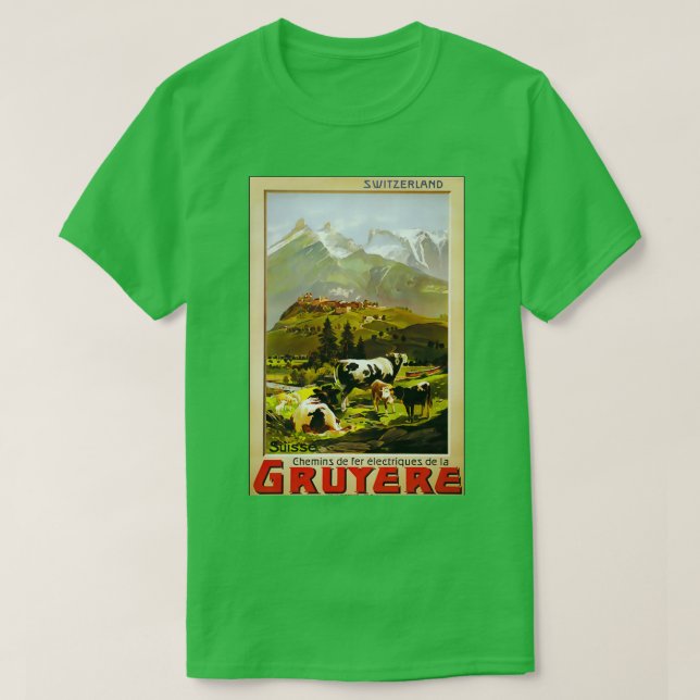 Camiseta Chemins de fer de Gruyere, 1906, posto de viagens  (Frente do Design)