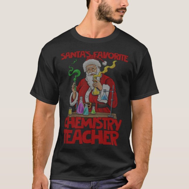 Camiseta Chemistry teacher Santa Claus Lab Work Ugly Christ (Frente)