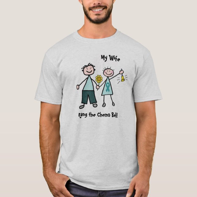 Camiseta Chemo Bell - fita da cerceta do câncer de ovário (Frente)