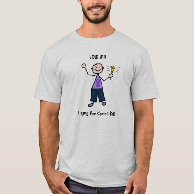 Camiseta Chemo Bell - homem violeta do linfoma da fita (Frente)