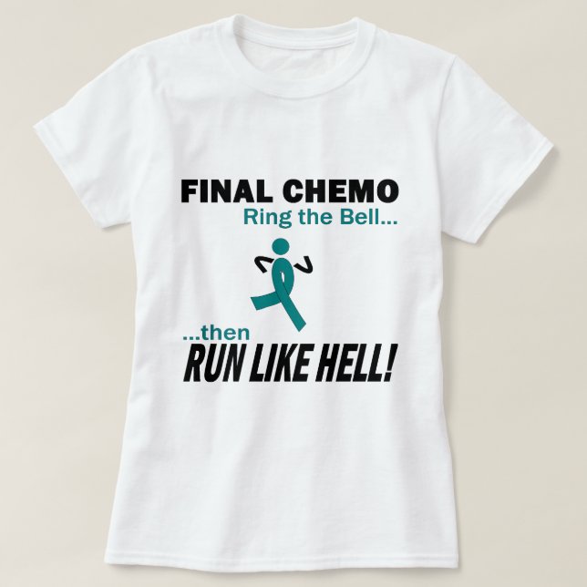 Camiseta Chemo final funciona muito - câncer de ovário (Frente do Design)