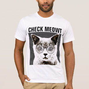 Camiseta Cheque Meowt, gato engraçado com óculos de sol T-S