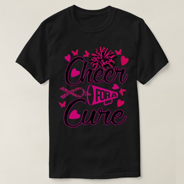 Camiseta Cheque Por Um Cancer De Mama Cura Friso (Frente do Design)