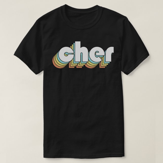 Camiseta Cher Retro Arco Tipografia Estilo Desvanecido (Frente do Design)