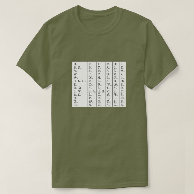Camiseta Cherokee Syllabary Unisex Khaki Green T-Shirt (Frente do Design)