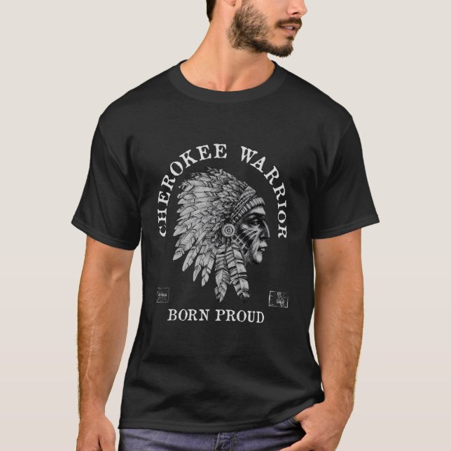 Camiseta Cherokee Warrior American Indian Pride Chefe (Frente)