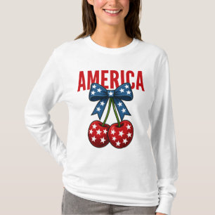 Camiseta Cherry American Flag Stars Coquette