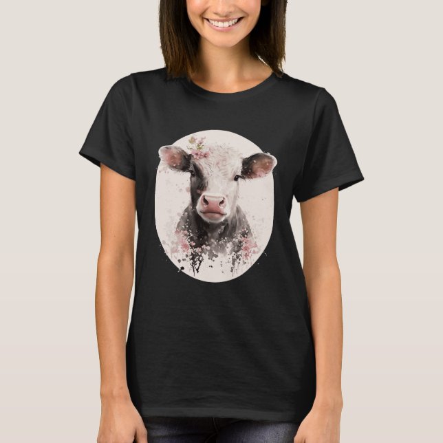 Camiseta Cherry Blossom Baby Cow Calf Japanese Sakura Farm  (Frente)