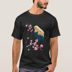 Camiseta Cherry Blossom Bird Vintage Bloqueio Japonês Stree