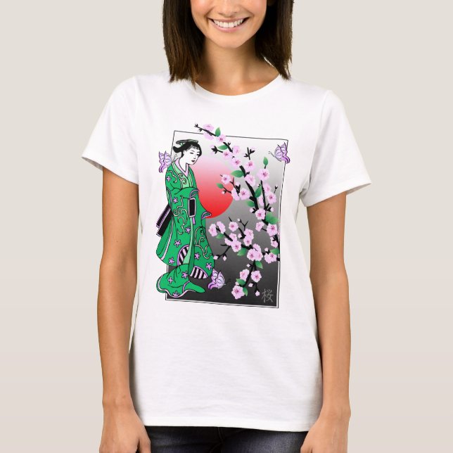 Camiseta Cherry Blossom - Borboleta Geisha 3 T-Shirt (Frente)