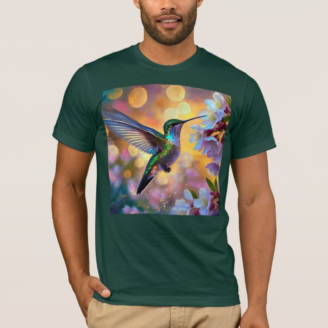 Camiseta Cherry Blossom Fantasy Hummingbird (Frente)