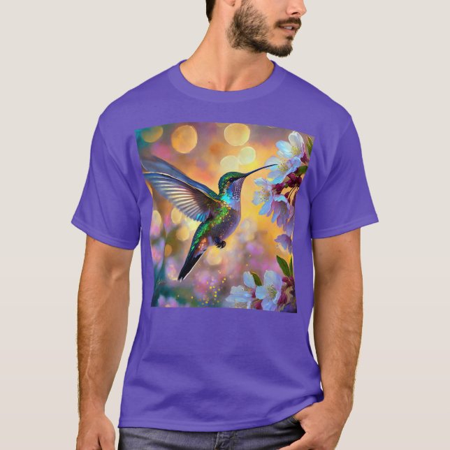 Camiseta Cherry Blossom Fantasy Hummingbird (Frente)