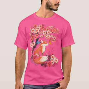 Camiseta Cherry Blossom Fllower Sakura Kawaii Fox Japonesa