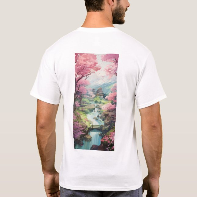 Camiseta Cherry Blossom Garden Studio Ghibli Estilo T-Shirt (Verso)
