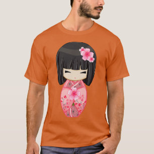 Camiseta Cherry Blossom Geisha Japonês Kokeshi Doll