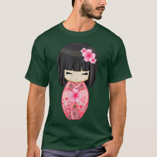 Camiseta Cherry Blossom Geisha Japonês Kokeshi Doll