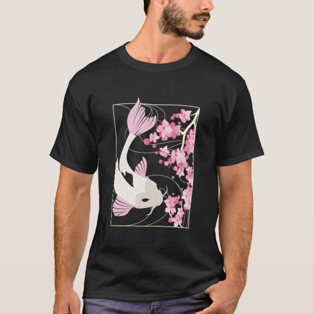 Camiseta Cherry Blossom I Japanese Fish I Koi Carp (Frente)