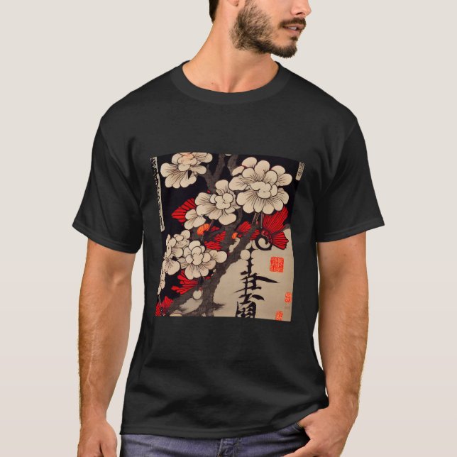 Camiseta Cherry Blossom - Impressão japonês (Frente)